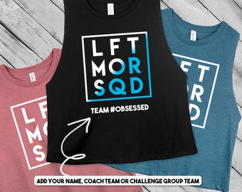 LFT MOR SQD Crop Top Womens Workout Tank Ladies Cropped Coach Team Challenge Group Shirt Lift More Squad #Liift