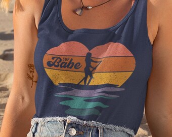 Paddleboard Tank Womens SUP Babe Stand Up Paddle Boarding Love Heart Sunset Shirt Ladies Girls Paddleboarding Gifts
