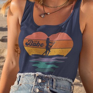 Paddleboard Tank Womens SUP Babe Stand Up Paddle Boarding Love Heart Sunset Shirt Ladies Girls Paddleboarding Regalos