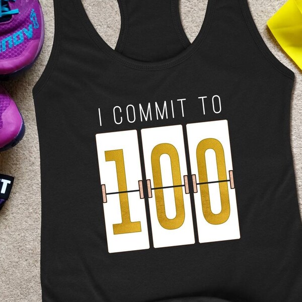 I Commit to 100 Workouts Womens Workout Tank Coach Challenge Shirt MM100 Coaching Gift