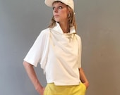 Jäckchen Damen weiß kurzarm mit oder ohne Stulpen - Bolero, variabel, verschliessbar, optional Zweiteiler Designer Jacke, elegant, Alltag