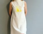 Kleid Damen cremeweiß – Jersey Kleid, elegant, leicht, Sommerkleid, modern, handbemalte Applikation, minimalistisch, Designer Kleid