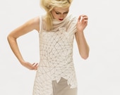 weißes langes Abendkleid Damen Kunstleder Applikation, geometrisches Muster für festliche Anlässe & Hochzeiten, transparentes Designer Kleid