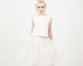 weiße asymmetrische Rock für Damen Tüll, handgefertigte Drapierung für Event und Hochzeit, romantischer Designer Rock Unikat