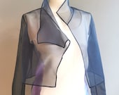 Kurzjacke Damen blau – Organza, tailliert, Designer Jacke, modern, kurz, minimalistischer Look