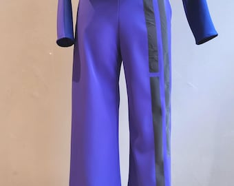 Hose, Colutte, Damen blaulila – elastischer Bund, Designer Hose, sportlich elegante Mode