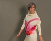 MILOPAINT - Shirt - Handmalerei -creme -pnik/orange/rot - Luxus-Jersey -Viskose