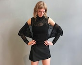 Jäckchen Damen schwarz, kurzarm mit oder ohne Stulpen - EINZELSTÜCK Bolero, halbtransparent, variabel, modular elegant Spitze