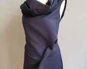 Kleid Damen dunkelblau – elegant, drapiert, Abendkleid, modern, minimalistisch, Designer Kleid, Kragen