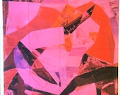 DIGGI- STOFF - Exklusivdruck - Baumwolle -digital pink-orange-schwarz
