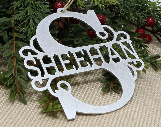 Name Ornament Split Letter Monogram Last Name Ornament Personalized