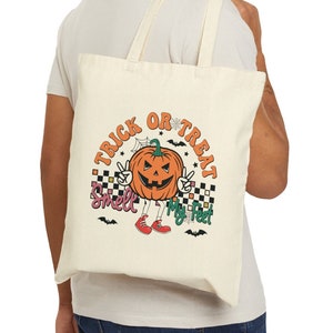 Halloween Canvas Tote Bag, Pumpkin Canvas Tote Bag, Halloween Trick or Treat Bag, Canvas Tote Bags, Halloween Candy Bags, Halloween Canvas