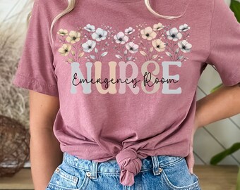 Emergency Room Nurse Shirt: Floral Design, Nursing Gift