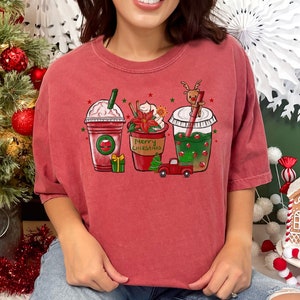 Christmas Coffee T-Shirt for Women, Cute Christmas Shirt, Christmas Tee ,Christmas Hot Chocolate, Happy New Year Vibes, Cozy Holiday Shirt
