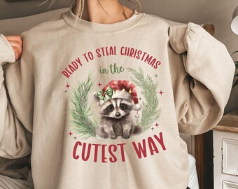 Christmas Raccoon Sweatshirt: Funny Holiday Animal Shirt