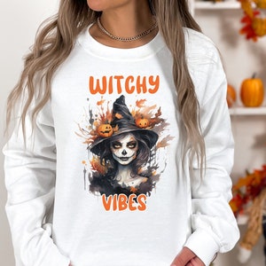 Halloween Witchy Vibes Sweatshirt, Halloween Sweatshirt, Halloween Witch Sweatshirt, Witchy Vibes Sweatshirt for Her,Witchy Vibes Sweatshirt