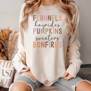 Fall Long Sleeve Vintage Pumpkins Shirt, Fall Shirt for Women, Farm Fresh Pumpkins Shirt, Fall Long Sleeve Shirt, Farmhouse Vintage T-Shirt