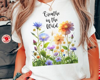 Boho Wildflower T-Shirt: Floral Meadow Cotton Tee