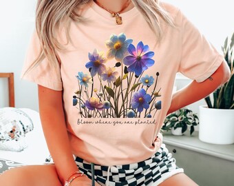 Boho Wildflower T-Shirt: Floral Meadow Cotton Tee