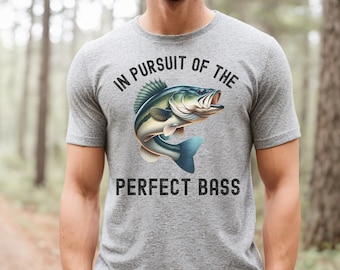 Bass Fishing Shirt, LargeMouth Fishing T-Shirt, Fishing Gift, In Pursuit of the Perfect Bass Tee,Fishing Shirt for Men, Fishing Gift for Men