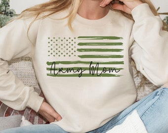 Proud Army Mom Sweatshirt, Military Flag Design