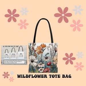 Wildflower Tote Bag, Floral Tote Bag, Summer Tote Bag, Wildflower Print, Floral Tote, Boho Tote, Gift For Her, Birthday Gift For Her, Mom