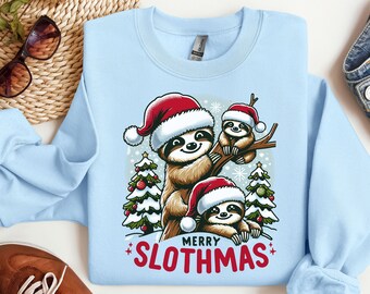 Merry Slothmas Sweatshirt: Funny Christmas Sloth Holiday Attire