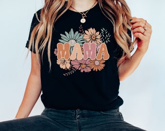 Retro Floral Mama Shirt, Boho Mother's Day Gift