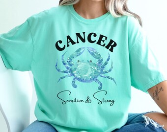 Comfort Colors Cancer Zodiac Shirt: Sensitive & Strong Astrology Tee