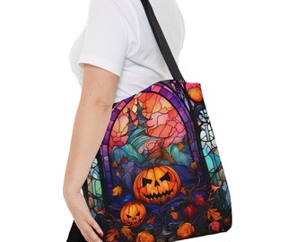 Spooky Pumpkin Halloween Tote Bag: Eerie All-Over Print