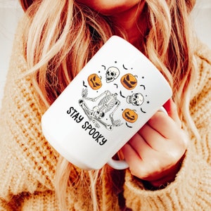 Halloween Skeleton Coffee Mug, Halloween Coffee Mug, Spooky Season Coffee Cup, Halloween Gift Idea for Her, Halloween Skeleton Coffee Cup