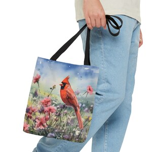 Wildflower Cardinal Tote Bag, Floral Tote Bag, Summer Tote Bag, Wildflower Print, Floral Tote, Gift For Her, Birthday Gift For Her, Mom Gift