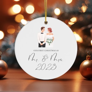 First Christmas Married Ornament, Mr and Mrs Christmas Couple Ornament, Our First Christmas Married as Mr and Mrs Ornament - Personalized