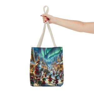 Christmas Santa Tote Bag, Enchanted Santa Tote Bag, Gift Idea for Her, Unique Christmas Gift Bag, Santa Tote Bag, Festive Holiday Tote Bag