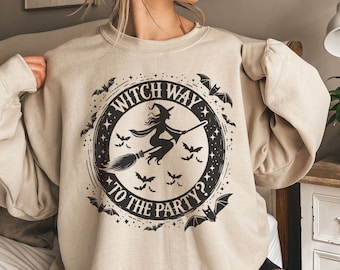 Witch Way To The Party Sweatshirt: Spooky Halloween Apparel