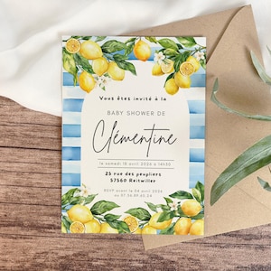 Customizable Lemon Invitation | Baby Shower, Wedding, or Baptism Invitation | Editable on Canva - Printable DIY Stationery