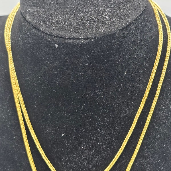 Vintage Joan Rivers Flat Link Snake Herringbone Gold Tone Chain Necklace 30"