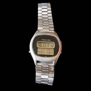 Vintage Men's Phasar 2000 Silver Tone Solar Watch RARE! Sears & Roebuck