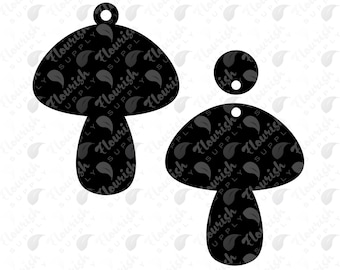 Mushroom Earring SVG with hole - Cut File SVG Cricut Silhouette