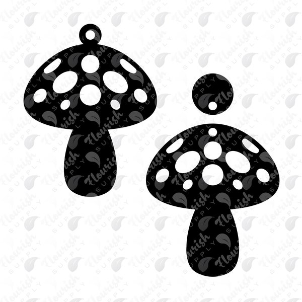 Mushroom Earring SVG with hole - Cut File SVG Cricut Silhouette