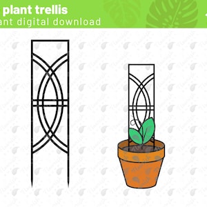 Art Deco Plant Trellis Cut File SVG for indoor house plants - .SVG for Glowforge Cricut Laser Cutting Machine