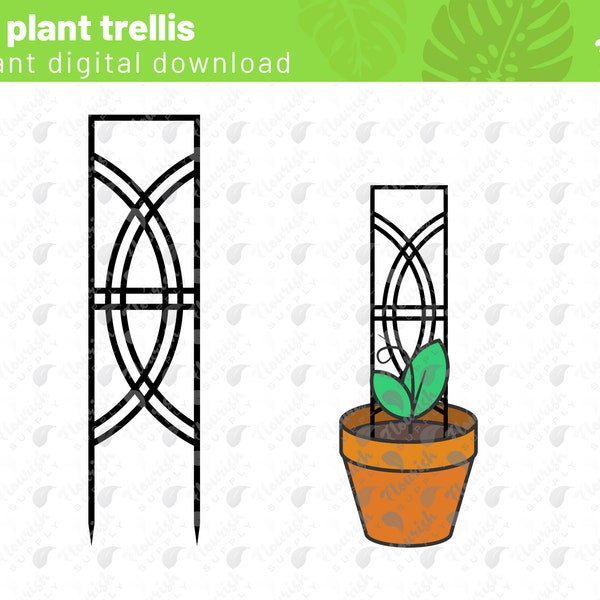 Art Deco Plant Trellis Cut File SVG for indoor house plants - .SVG for Glowforge Cricut Laser Cutting Machine