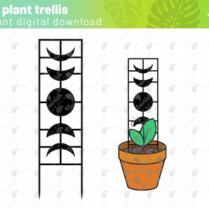 Archivo SVG de corte de enrejado para plantas lunares de fase lunar oscura para plantas de interior - .SVG para máquina de corte láser Glowforge Cricut