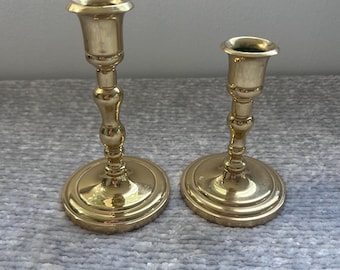 Vintage PartyLite Solid Brass Candlestick Holders Classic Colonial Style Pair