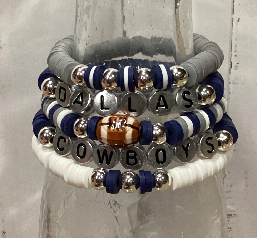Dallas Cowboys Bracelet Stack, Heishi Bead Bracelet Stack, Beaded