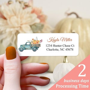 Fall Personalized Return Address Labels - Set of 120 Farmhouse Style Custom Mailing Labels for Envelopes, Self Adhesive Flat Sheet Stickers