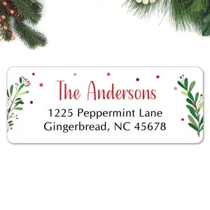 Holly Berry Personalized Christmas Address Labels - Custom Holiday Return Address Labels, Set of 120 Mailing Labels Flat Sheet Rectangle