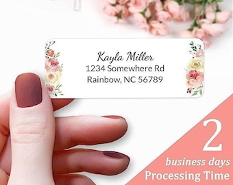 Return Address Labels - 120 Floral Monogram Custom Address Label, Personalized Return Mailing Stickers for Envelopes