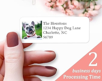 Personalized Photo Return Address Labels - Set of 120 Custom Photo or Logo Labels for Envelopes, Self Adhesive Flat Sheet Rectangle Stickers