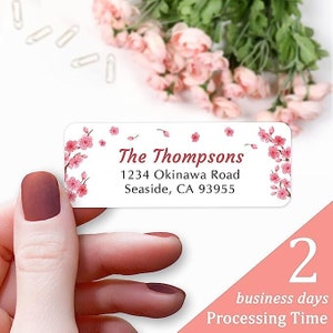 Return Address Labels - Cherry Blossom - 120 Custom Address Label, Personalized Return Mailing Stickers for Envelopes